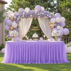 Purple Table Cloth Spandex Table Covers 8ft Fitted Tulle Tablecloth Rectangular Desk Skirt Stretch Lavender Lilac Table Cloths Covers Party Banquet Birthday Baby Shower Wedding Table Cloth, 2 Pack - Image 7
