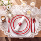 I00000 700Pcs Clear Red Plastic Plates,Disposable Dinnerware for 100 Guests - Image 2