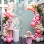 Summer Marine Life Arch Backdrop Cover 7.2 FT, Graffiti Corals Shell Conch Sea Starfish Pale Blue Wedding Arch Cover Stretchy Backdrop Stands Covers for Birthday Party Ceremony Banquet Decor - Image 5