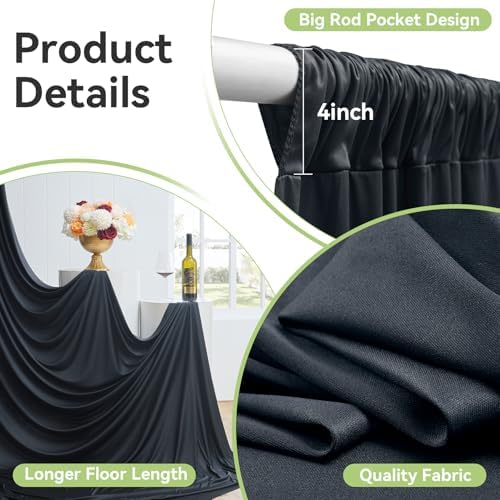 50ftx14FT Wrinkle Free Black Backdrop Curtain for Wedding Parties - Image 6