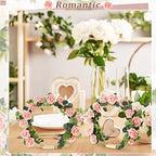 Yinder 15 Pcs Metal Floral Gold Hoop Centerpiece with Stand,10 Inch,Pink - Image 5