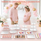 12Pcs Dessert Table Display Set, Cupcake Stand, 3-Tier Cup Cake Tower Stands & 2-Tiered Cake Holder, Treat Food Platters Serving Trays for Tea Party, Baby Shower, Bridal, Wedding, Birthday, Plastic - Image 6