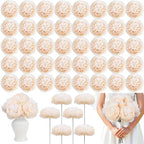 Peonies Artificial Flowers Bulk, 4.7’’ 56 Pcs Fake Peony - Champagne by Scawim