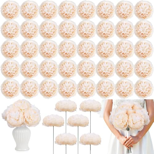 Peonies Artificial Flowers Bulk, 4.7’’ 56 Pcs Fake Peony - Champagne by Scawim