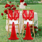 Red Chair Sashes 16 Packs 8ft Long Aisle Wedding Chair Back Side Decorations Fabric Sheer Church Tulle Chairs Drapes Bulk - Image 6