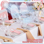 12 Sets Baby Shower Fans Party Favors Portable,Pink,5 Styles - Image 6