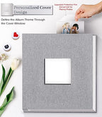 Artfeel Photo Album Self Adhesive Scrapbook Album for 3x5 4x6 5x7 8x10 Pictures,60 Pages Linen Cover with Display Window DIY Photo Book,Ideal Gifts for Family Travel Wedding Baby - Image 2