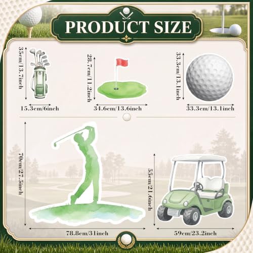 5 Pcs Large 32" Golf Cart Cardboard Cutout Photo Booth Props, Hole in One - Image 3