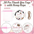 Funnymoom 50 Sets Cowgirl Baby Shower Favors for Guests Souvenir A Little Cowgirl is On The Way Acrylic Clear Shot Glasses Thank You Tags with Organza Bags for Wild West Rodeo Theme Birthday Party - Image 5