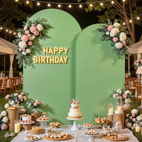 Sage Green Arch Backdrop Cover 7.2FT 6FT Wedding Arch Covers Spandex Fitted Fabric Backdrop Curtains Double-Layer Wrinkle Free Arch Covers Stretchy Backdrop for Party Baby Shower Birthday Decoration - Image 4