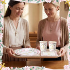 Pickmesh 250 Pcs Pink First Holy Communion Disposable Tableware Set God Bless Baptism Disposable Paper Plates Napkins and Cups for Girls Christening Celebration Baby Shower Religious Supplies Serve 50 - Image 5