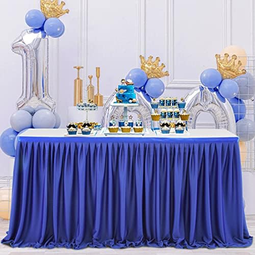 Table Skirt for Teacher Desk Classroom Wedding Birthday, Royal Blue, 21ft - Image 6