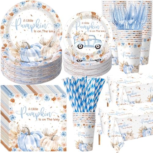 Potchen 452pcs Fall Little Pumpkin Baby Shower Decoration for 50, Baby Boy by Potchen