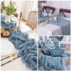 16 Pack Dusty Blue Cheesecloth Table Runner 21x120 Inch Gauze Table Runners Reusable Polyester 10ft Boho Rustic Cheese Cloth Table Runner for Wedding Party Baby Shower Birthday - Image 6