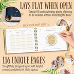 Book Keepsake, Baby Memory Book From Pre-Birth to 5th Year, with 2 Photo Pockets, Milestone Stickers, Hand/Footprint Inkpad, Baby Album and Baby Book for Girls or Boys (Dark Navy) - Image 4