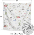 Sweet Jojo Designs 2-Piece Baby Muslin Swaddle Blanket Set (Farm Animals) for Boys & Girls, Infant Nursery, Lightweight Cotton Blanket for Newborns (Solid Sage Green, Watercolor, Farmhouse, Barn, Cow) - Image 4