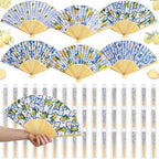 Briwooody 48 Set Amalfi Coast Lemon Hand Folding Fan with Organza Bag Bulk by Briwooody