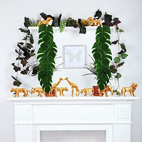 Soaoo 26 Pcs Gold Animals Figures Palm Leaves Cake Toppers, Safari Animal - Image 5