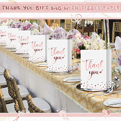 Tinlade 100 Pcs Thank You Gift Bags Bulk Paper Gold Thank You Wedding Bags with Handle for Business, Shopping, Wedding, Baby Shower, Party Favors (Rose Gold) - Image 4