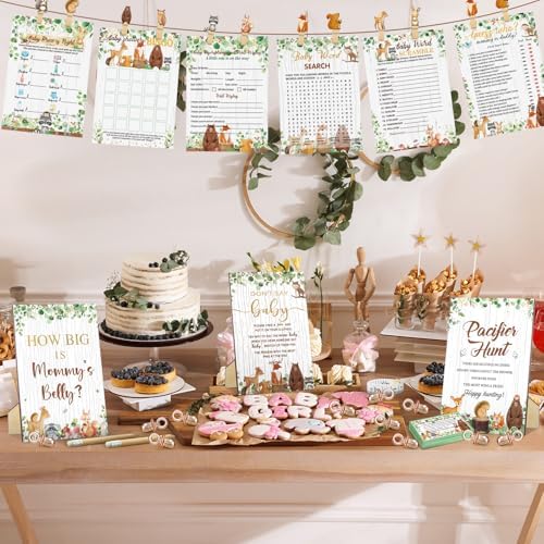 Sherr 476 Pcs Woodland Animal Green Baby Shower Games, 6 Activity Sets - Image 5