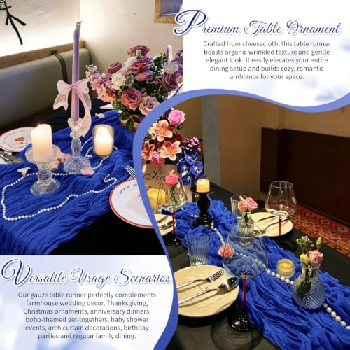 Royal Blue Boho Cheesecloth Table Runner 12 Pack 17x108 Inch Sheer Gauze - Image 6