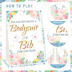 Bibs Bodysuits Baby Shower Game Sign Set Newborn Onesies Feeder Gift Fabric Marker Stencils Kit - Image 3
