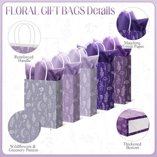 Kolldenn 100 Pcs Small Gift Bags Bulk, Purple, 8.27 x 5.91 x 3.15 Inch - Image 3