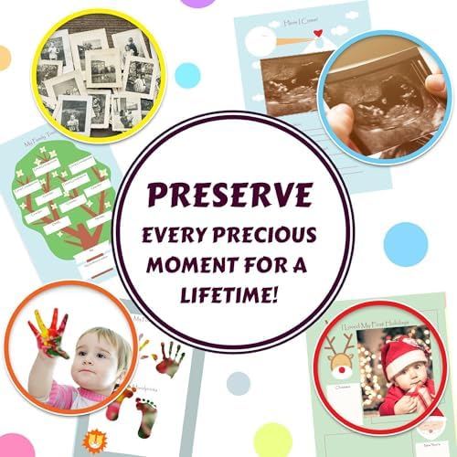 Baby Memory Book w/Keepsake Box & 30 Monthly & Baby First Milestone Stickers - Gender Neutral First Year Scrapbook Journal - Baby Photo Album for Boys - Image 6