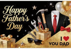 12x6ft Fathers Day Backdrop Repair Tools I Love You Dad Decorations Background Black Suit Tie Fathers Day Banner Backdrop Happy Father's Day Family Party Birthday Party Banner Photo Booth - Image 3