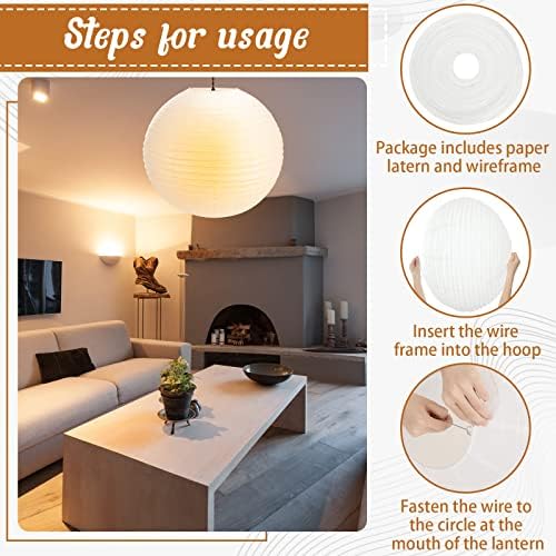 2 Pack 30 Inch Large Paper Lanterns White Hanging Lantern for Decor - Image 3