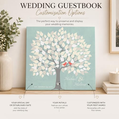 MuralMax Personalized Wedding Signing Tree Canvas Guest Book Wall Art - Image 5