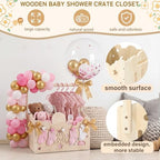 Pink, Wooden Baby Shower Crate Closet,Hollow - Image 5