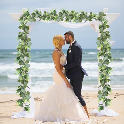 MAKHOT 2pcs Artificial Eucalyptus Garland, 5.9FT Greenery Garland Flower Spring Summer Green Garlands Vines Decoration, Fake Silver Dollar Eucalyptus Leaves Vines for Table Home Wedding Party Decor - Image 3