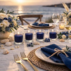 Set of 72 Richland Votive Candles Navy Blue Unscented and 72 Clear Glass Eastland Votive Holders - Image 3