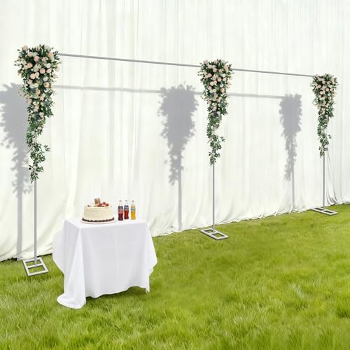 10ftx20ft Backdrop Stand, Portable Pipe and Drape Backdrop Stand for Parties Silver Wedding Garden Balloon Arch Frame for Wedding Birthday Parties Banquets Background Decor (9.8x19.7ft) - Image 4