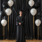 20x10ft Black Backdrop Curtain for Wedding Parties Wrinkle Free Fabric Black Drapes Backdrop Decoration for Baby Shower Birthday Photography Decoration 4 Panels, 5ft x 10ft - Image 4