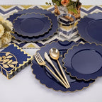 LIYH 210pcs Navy Blue & Gold Scalloped Plastic Plates, Premium Dinnerware - Image 4