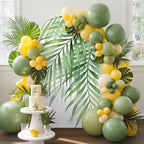 Palm Leaf Arch Backdrop Cover 6.6 FT, Country Watercolor Sage Green Palm Leaf Wedding Arch Cover Stretchy Backdrop Stands Covers for Birthday Party Ceremony Banquet Decor - Image 3