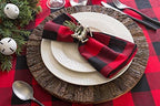 DII Buffalo Check Collection, Classic Farmhouse Tablecloth, 70" Round, Red & Black - Image 6
