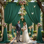 gogoparti 50x12ft Hunter Green Backdrop Curtain for Wedding Parties, 10 Panels (5x12 ft Each) Wrinkle-Free Dackdrop Curtains, Silky Draping Fabric for Birthday Party, Baby Shower, Photo Background - Image 7