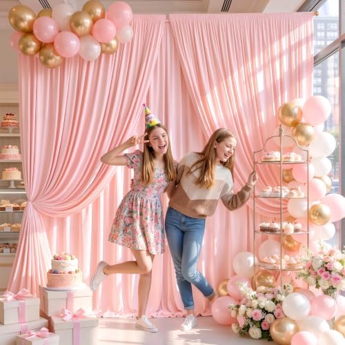 10 x 10ft Blush Pink Backdrop Curtains, Blush Pink Drapes for Backdrop | Wrinkle Free Wedding Birthday Party Backdrop Baby Shower Bridal Shower Graduation Photography Background Decoration - Image 5