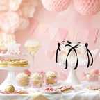 JarThenaAMCS 6 Inch Fake Cake with Black Bows Round Artificial Cake Coquette Dessert Decor for Birthday Wedding Party Display Photo Props Supplies - Image 5