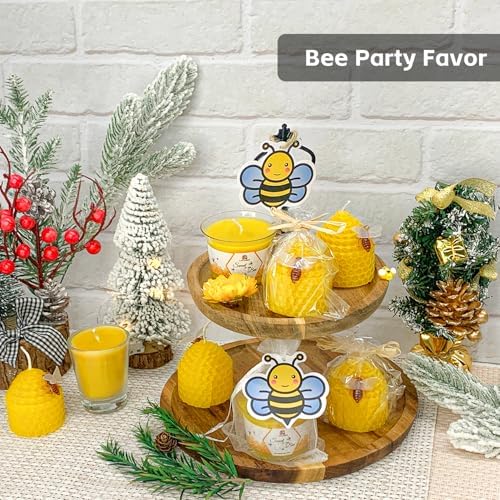 Lacaser Beeswax Candles Bulk Set of 24, Bee Themed Votive Candles, Dripless & Smokeless & Unscented, Dia 1.77" x1.97" Each, 6 Assorted Colors - Image 5