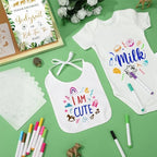 Panitay 100 Pcs White Baby Bodysuits Bibs Kit 25 Guests, Safari Animal - Image 3
