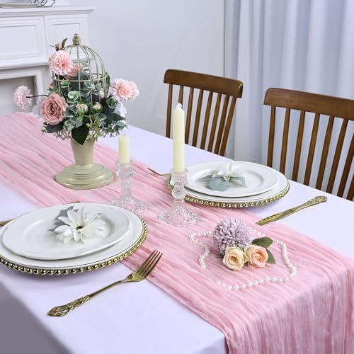 6 Pack Pink Cheesecloth Table Runner 10Ft 23 x 120 Inch - Image 5