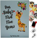 Novarena First 5 Years Baby Memory Book Journal Scrapbook 48 Pack Monthly Milestones Stickers & Clean-Touch Baby Safe Ink Pad by Novarena