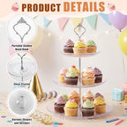 Patelai 8 Packs 3 Tier Acrylic Cake Stand with Round Holder 3 Tier Serving Tray Acrylic Crystal Cupcake Stand Holder for Home Wedding Birthday Baby Shower Tea Party Favors(Clear, Silver Crown) - Image 4