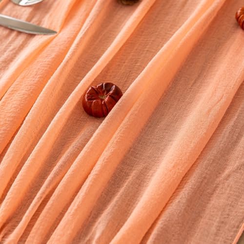 6Pcs Coral Peach Cheesecloth Table Runner 120 Inches for Party Home Decor - Image 5