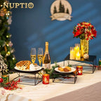 NUPTIO Black Square Cake Stand, 10 Inch Metal Dessert Pedestal - Image 4