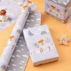 WRAPAHOLIC Jumbo Reversible Baby Shower Wrapping Paper - 30 Inch x 100 Feet Jumbo Roll - Grey Animal Design Neutral Baby Shower, Boys Girls Kids Birthday - Image 4